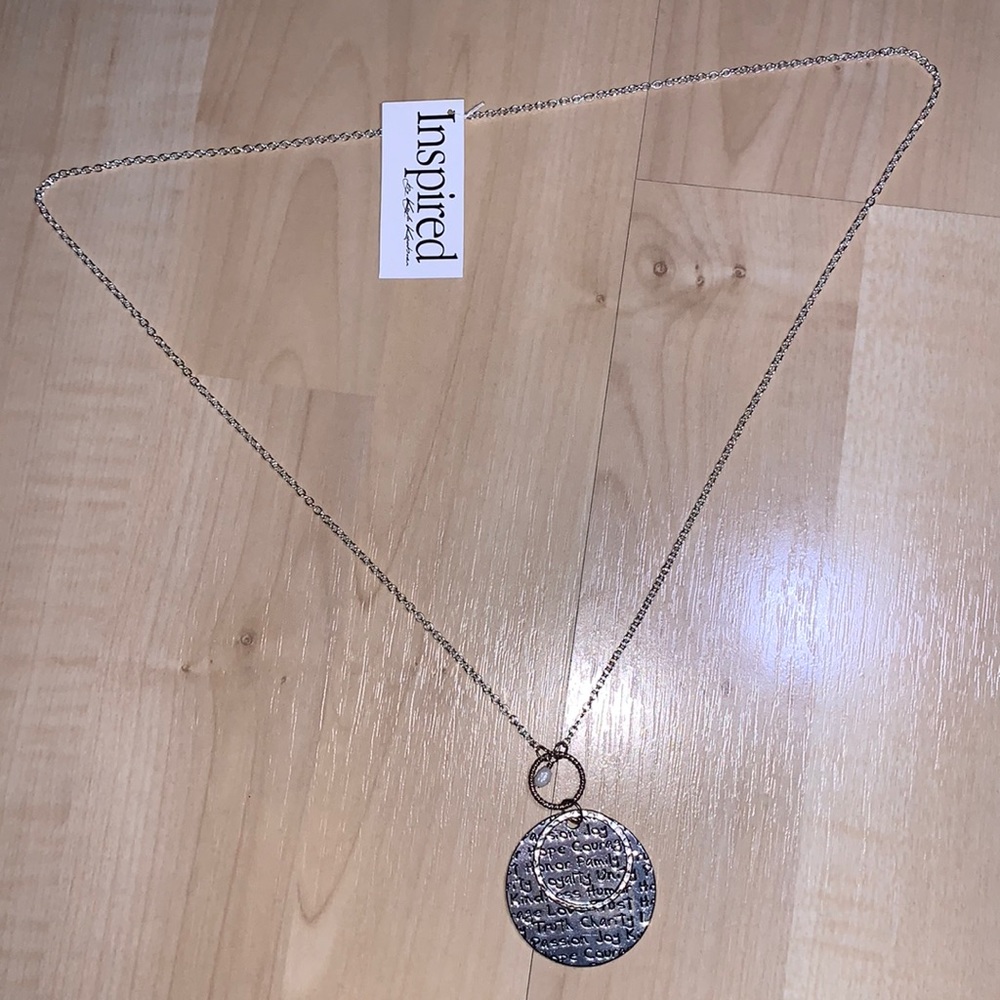 INSPIRED Silver Plated Words of Hope Pendant & fresh water Pearl necklace